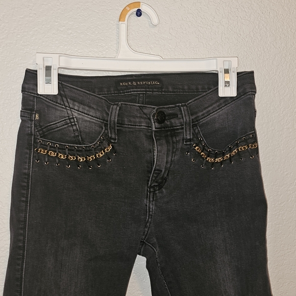 Rock And Republic Black Studded Women's Jeans - Picture 2 of 5